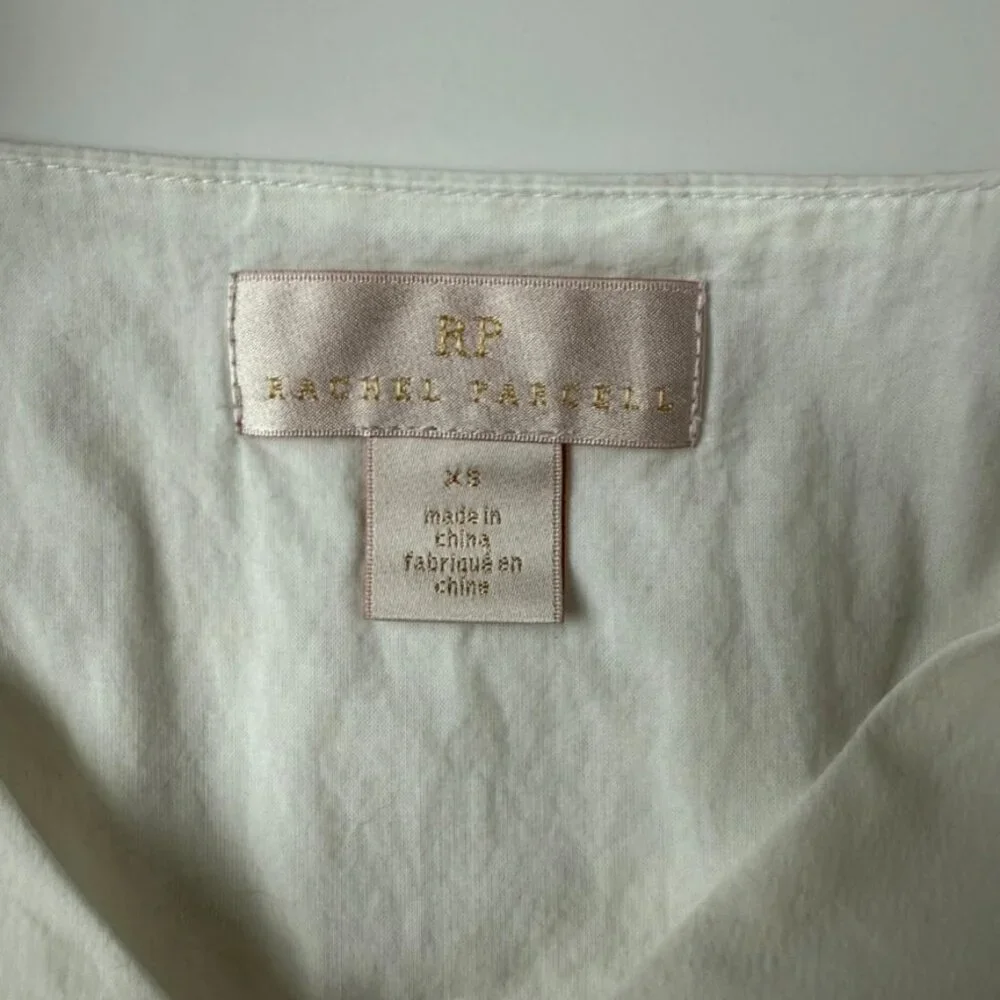 Rachel Parcell Puff Sleeve Smocked White Blouse XS | Feminine Minimalist - Picture 5 of 7